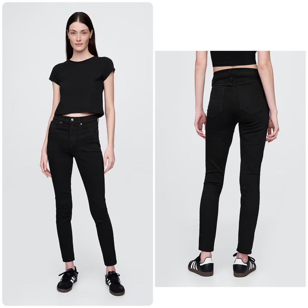 NWT GAP High Rise True Skinny Jeans  Black 16/33R